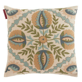 Embroided Chinosiere Cushion, Square, Neutral - Barker & Stonehouse