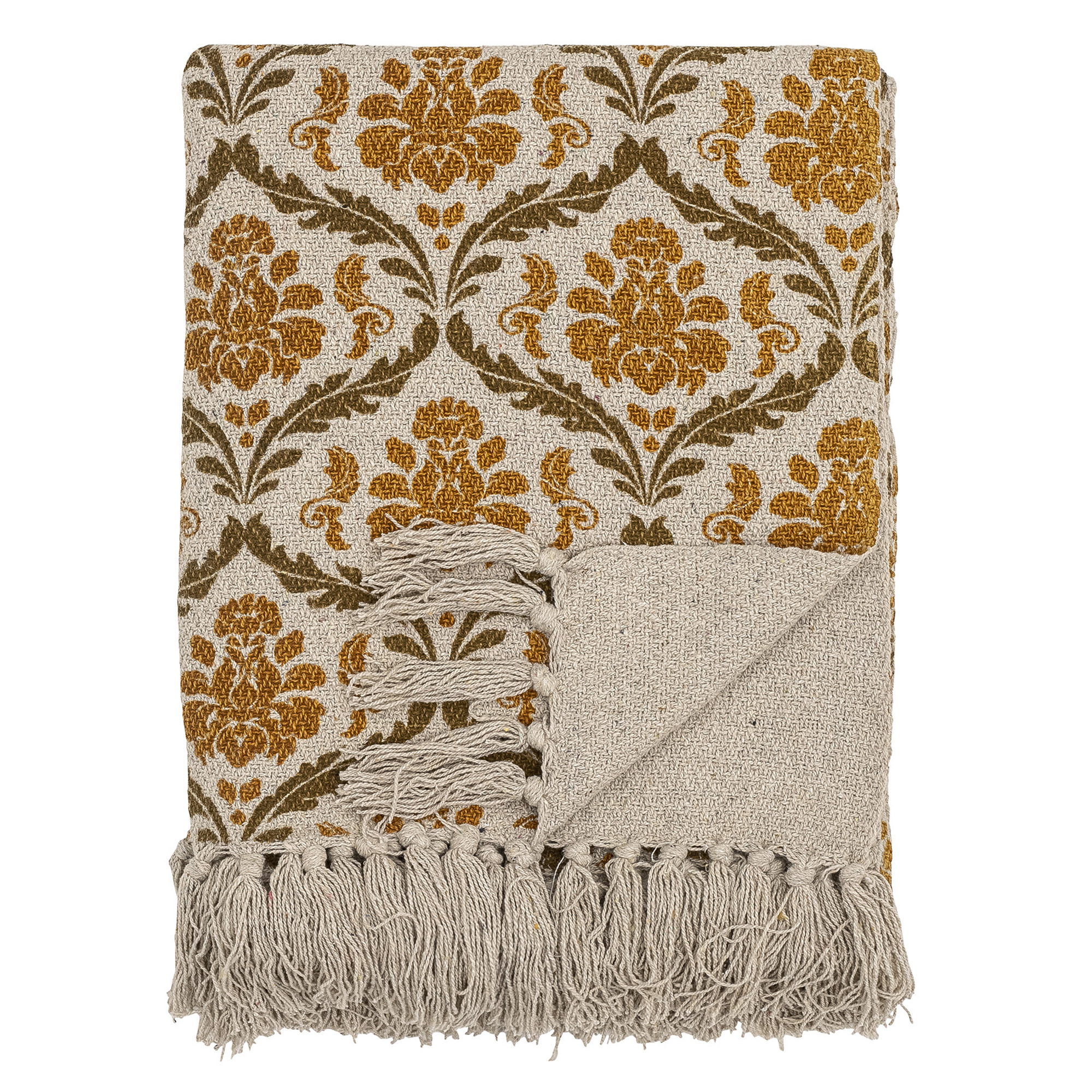Ochre Patterned Throw Blanket, Yellow - Barker & Stonehouse - image 1
