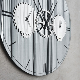 Cattelan Italia Times Mirror/Clock, Round, Silver Glass - Barker & Stonehouse - thumbnail 3