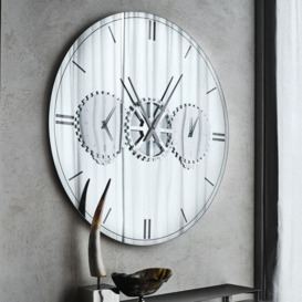 Cattelan Italia Times Mirror/Clock, Round, Silver Glass - Barker & Stonehouse - thumbnail 1