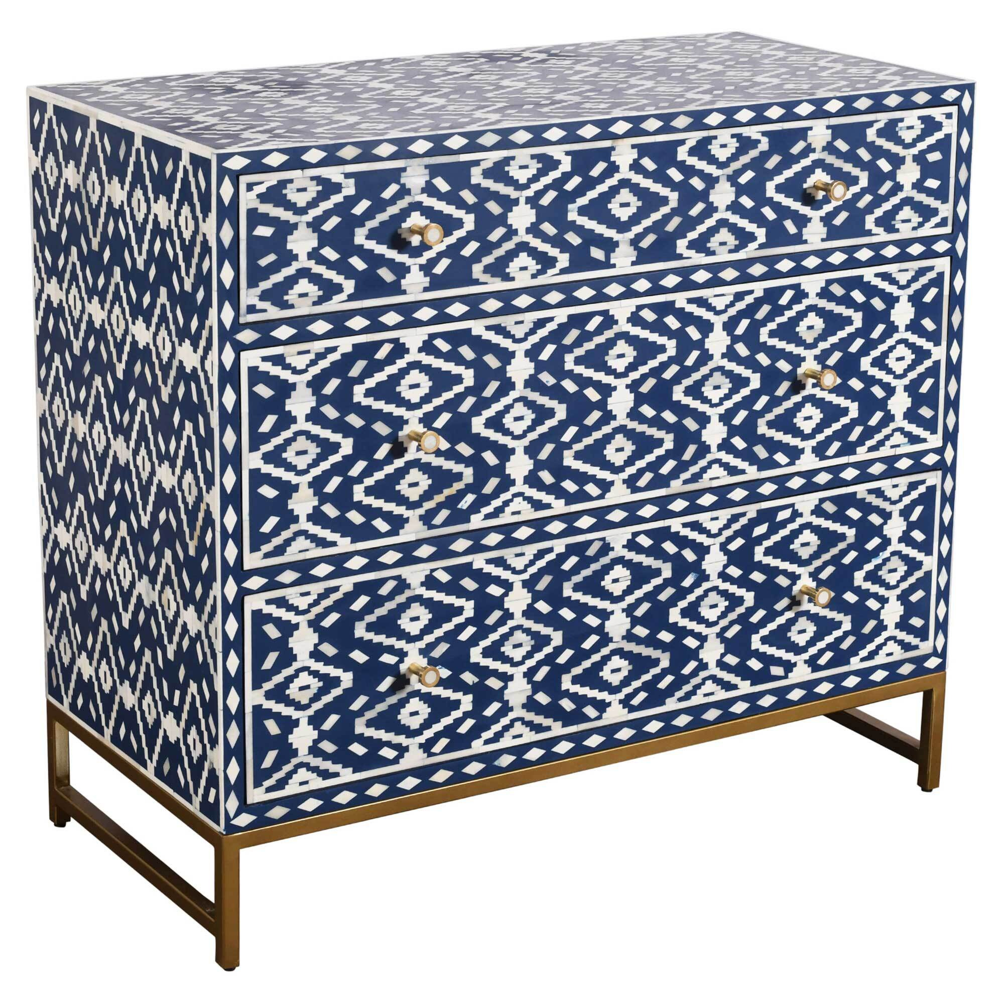 Riad Chest Of Drawers, Navy Wood - Barker & Stonehouse