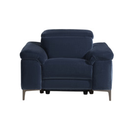 Paolo Electric Recliner Chair, Navy Leather - Barker & Stonehouse - thumbnail 2
