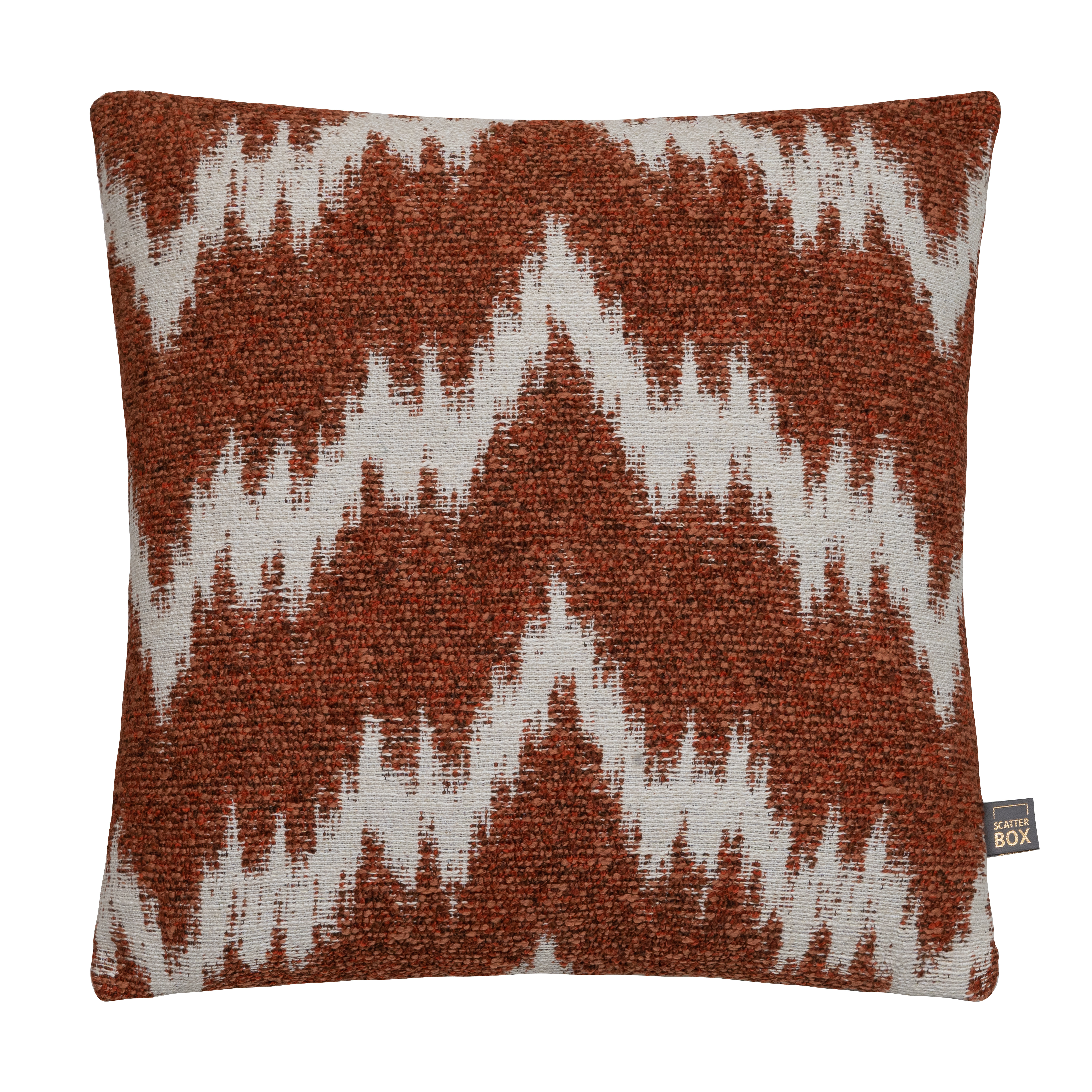 Zigzag Rust Cushion, Square, Orange - Barker & Stonehouse - image 1