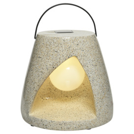 Flecked Lantern Solar Light, Neutral Polyresin - Barker & Stonehouse