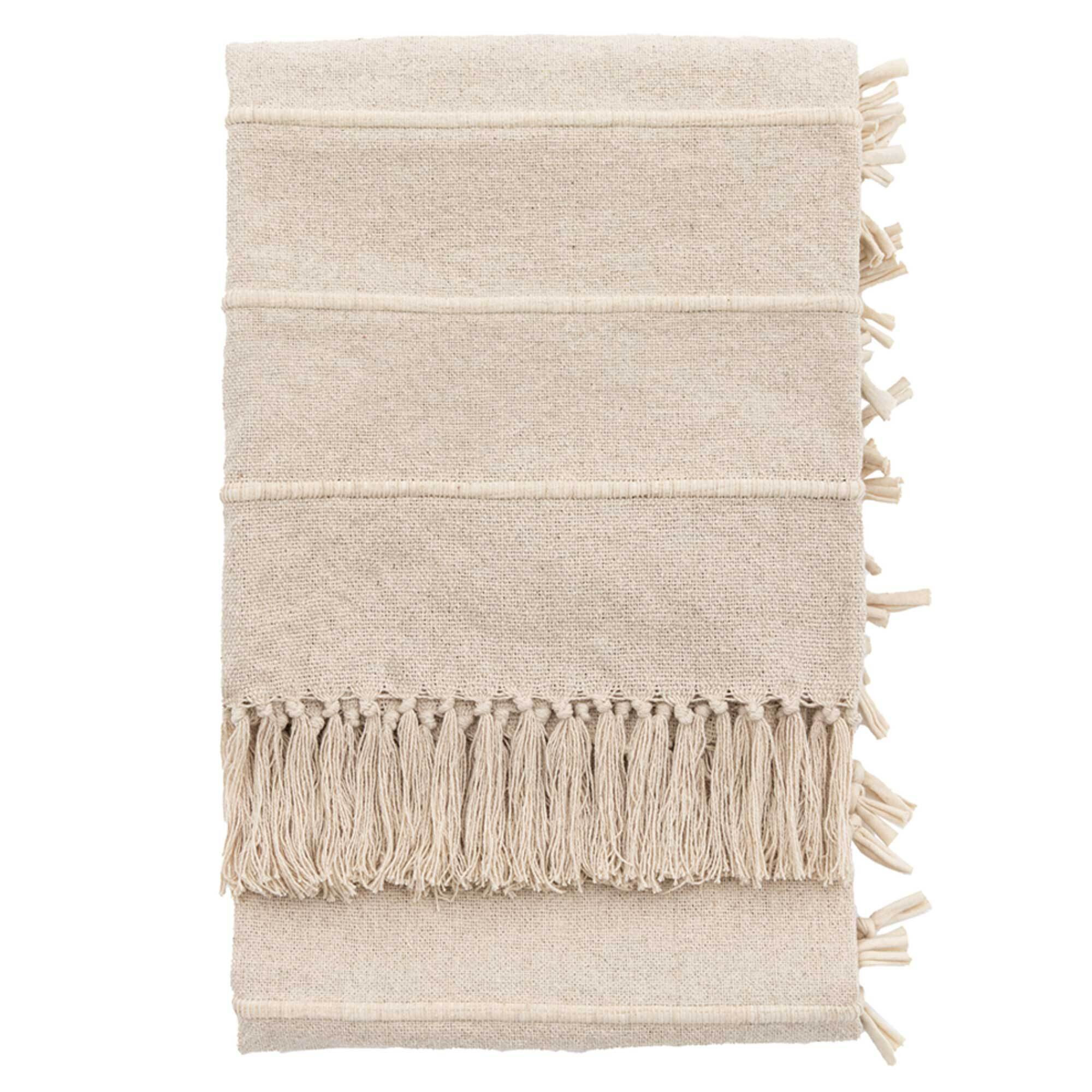 Natural Woven Throw Blanket, Neutral 100% Cotton - Barker & Stonehouse