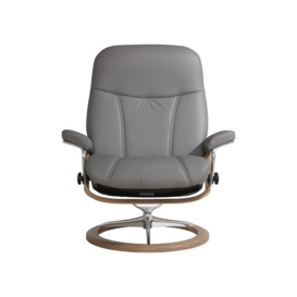 Stressless Consul Large Recliner Chair & Stool, Grey Leather - Barker & Stonehouse - thumbnail 2