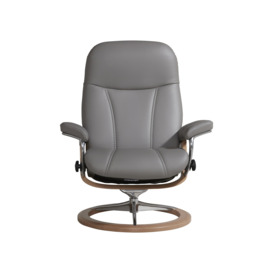 Stressless Consul Medium Recliner Chair & Stool, Grey Leather - Barker & Stonehouse - thumbnail 2