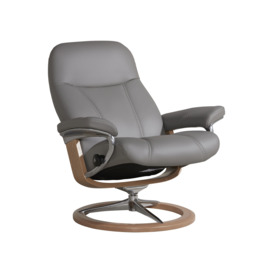 Stressless Consul Medium Recliner Chair & Stool, Grey Leather - Barker & Stonehouse - thumbnail 3