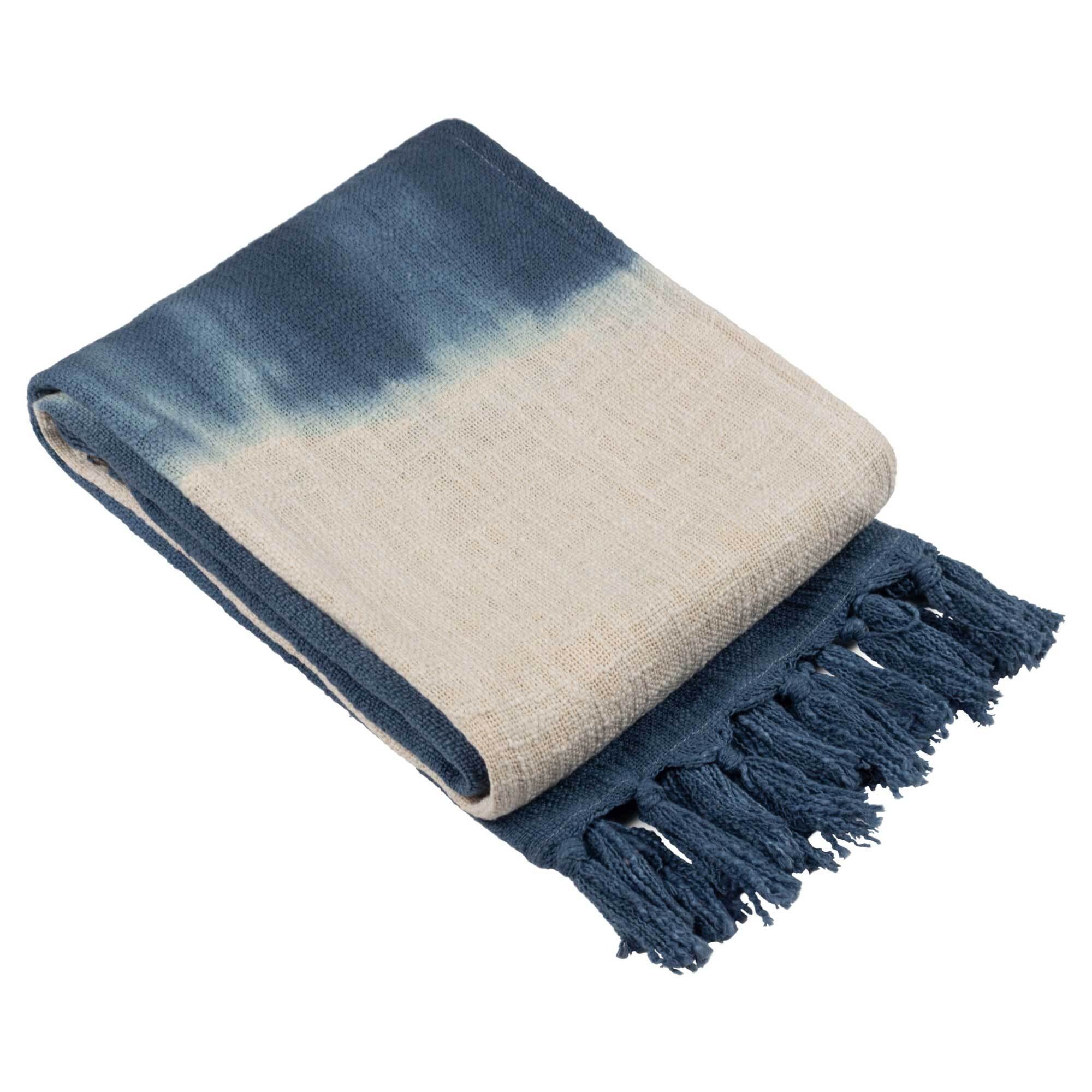 Blue Ombre Throw Blanket 100% Cotton - Barker & Stonehouse - image 1