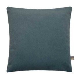 Petrol Faux Sude Cushion, Square, Blue Polyester - Barker & Stonehouse