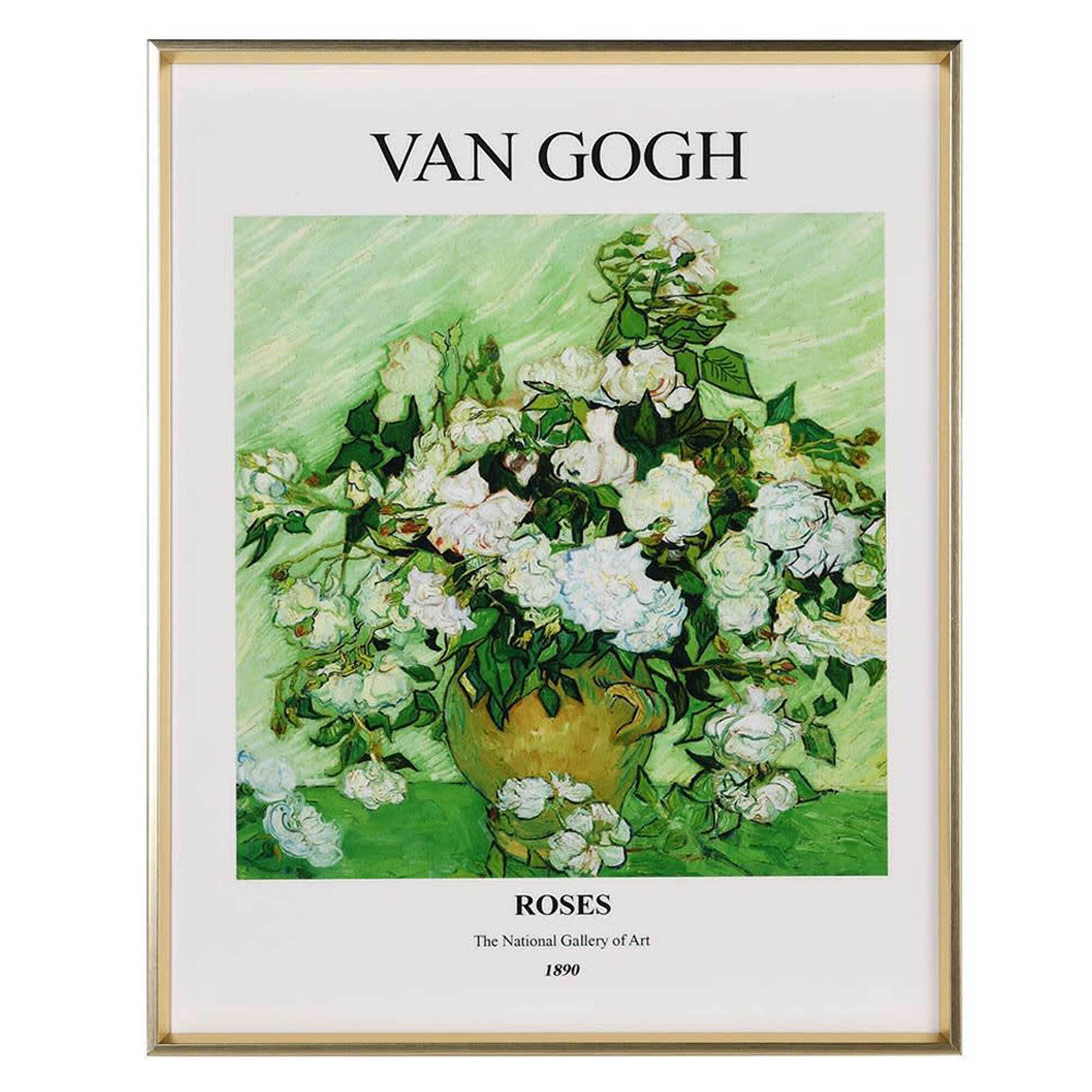 Van Gogh Roses Framed Print, Square, Green Wood - Barker & Stonehouse - image 1