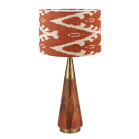 Brass Ikat Table Lamp, Orange Wood - Barker & Stonehouse