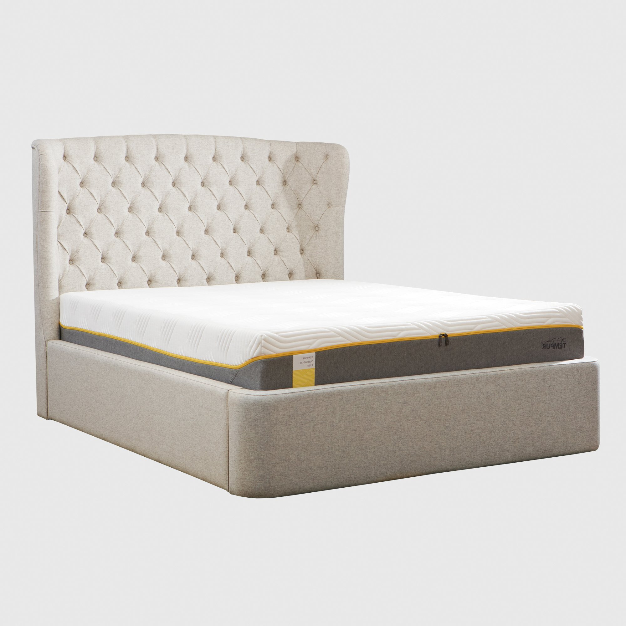 Tempur Holcot Ottoman 180x200cm Bed, Neutral Fabric - Super King - Barker & Stonehouse - image 1