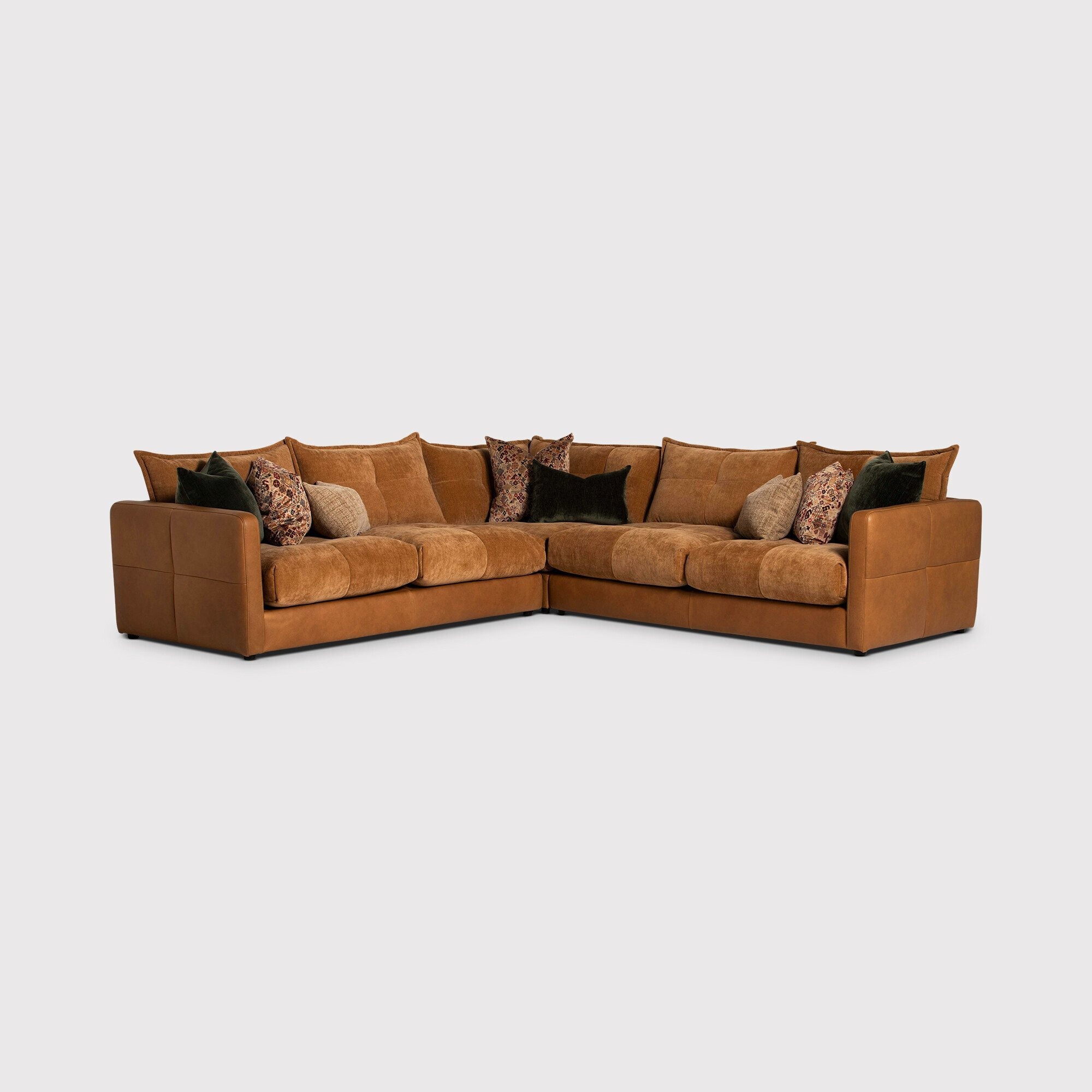 Roby 3 corner 3 Corner Sofa, Brown Fabric & Leather - Barker & Stonehouse - image 1