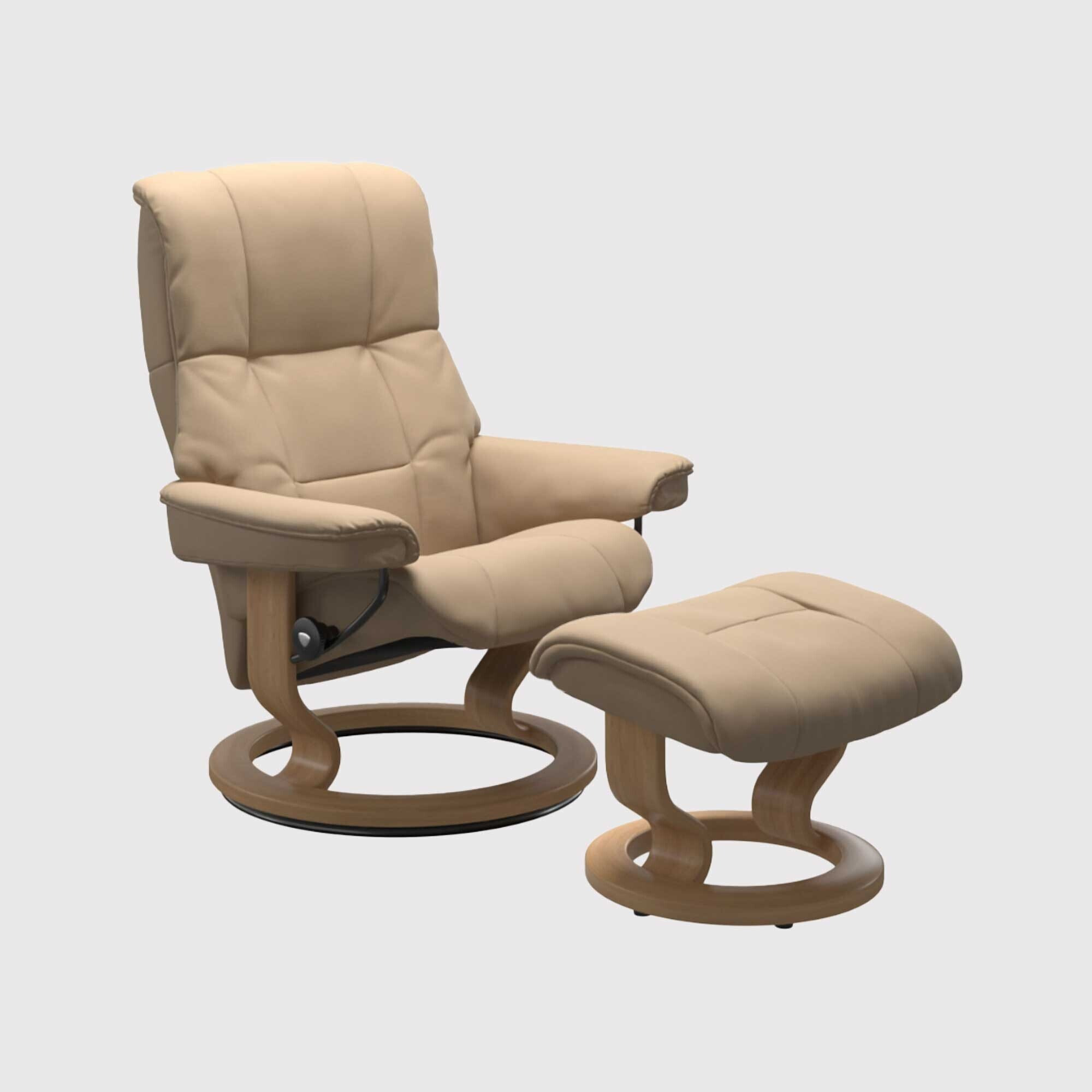 Stressless Mayfair Medium Classic Recliner Chair w/footstool, Neutral Leather - Barker & Stonehouse - image 1