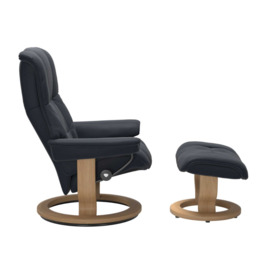 Stressless Mayfair Medium Classic Recliner Chair w/footstool, Blue Leather - Barker & Stonehouse - thumbnail 2