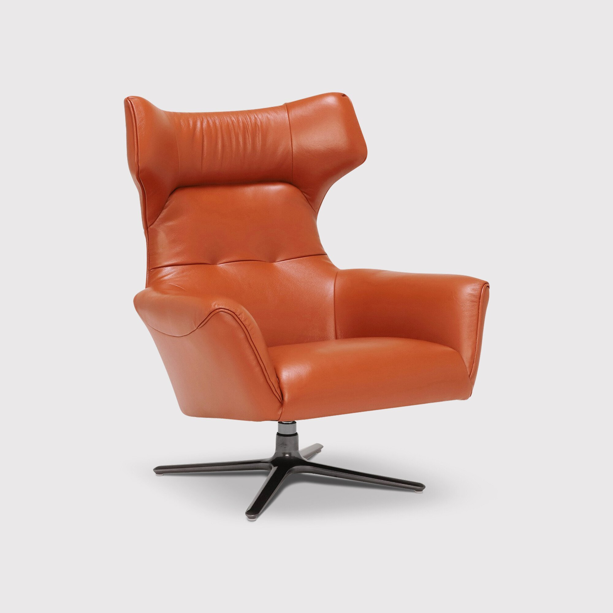 Jax Swivel Armchair, Orange Leather - Barker & Stonehouse - image 1