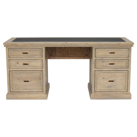 Verberie Desk Top With Vinyl Inlay & Drawers, Neutral Wood - Barker & Stonehouse - thumbnail 2