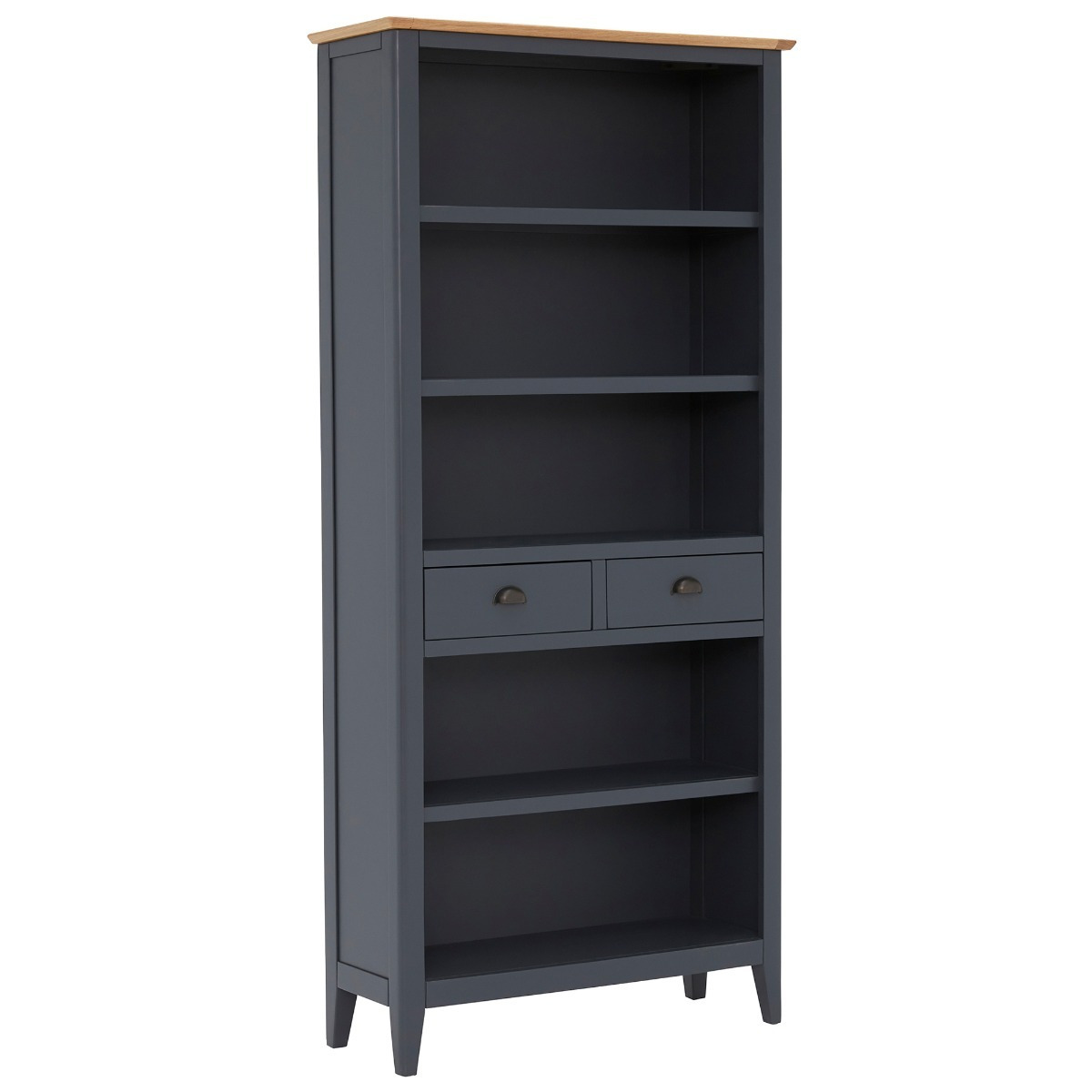 Ives Tall Bookcase With 2 Drawers, Navy Oak - Barker & Stonehouse - image 1