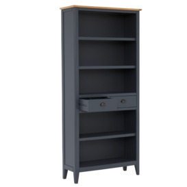 Ives Tall Bookcase With 2 Drawers, Navy Oak - Barker & Stonehouse - thumbnail 3