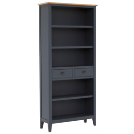 Ives Tall Bookcase With 2 Drawers, Navy Oak - Barker & Stonehouse - thumbnail 1
