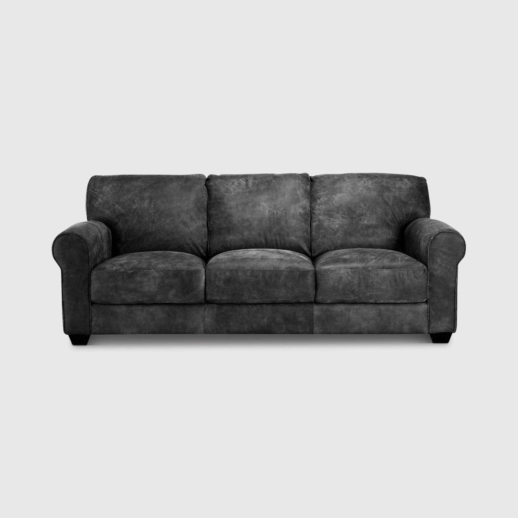 Houston 3 Seater Sofa, Grey Leather - Barker & Stonehouse