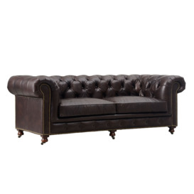 Asquith 2.5 Seater Chesterfield Sofa, Brown Leather - Barker & Stonehouse - thumbnail 2