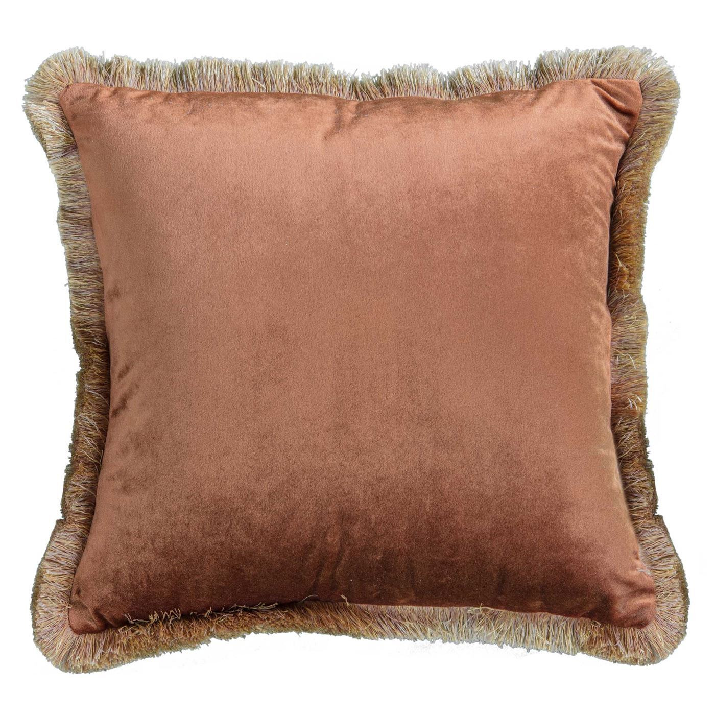 Burnt Orange Fringe Cushion, Square Fabric - Barker & Stonehouse - image 1