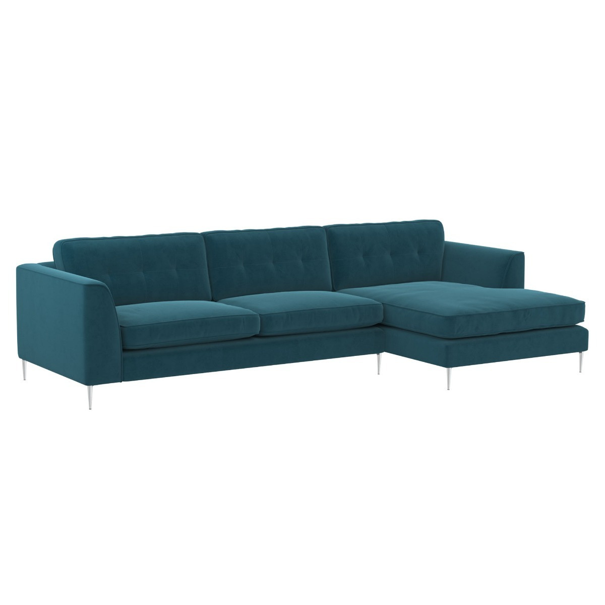 Conza Large Chaise Corner Sofa Right, Teal Fabric - Barker & Stonehouse