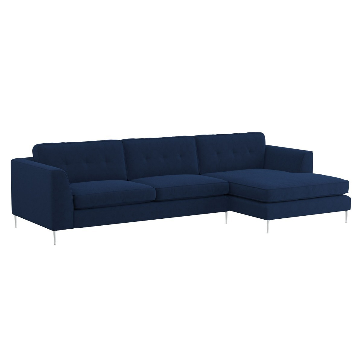 Conza Large Chaise Corner Sofa Right, Navy Fabric - Barker & Stonehouse