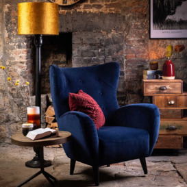 Delon Wing Chair, Navy Fabric - Barker & Stonehouse - thumbnail 2