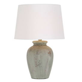 Distressed Table Lamp, Neutral Ceramic - Barker & Stonehouse