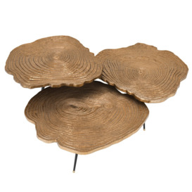 Eichholtz Quercus Coffee Table Brass Finish Set Of 3, Round, Gold Wood - Barker & Stonehouse - thumbnail 2
