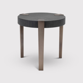 Eichholtz Oxnard Side Table Charcoal Grey Oak Veneer, Round, Black Wood - Barker & Stonehouse