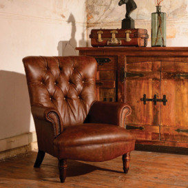 Tetrad Harris Tweed Regent Armchair, Brown Leather - Barker & Stonehouse - thumbnail 2