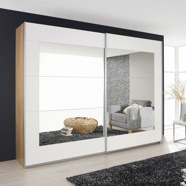 Conrad Sliding Door Wardrobe, White Wood - W181cm - Barker & Stonehouse
