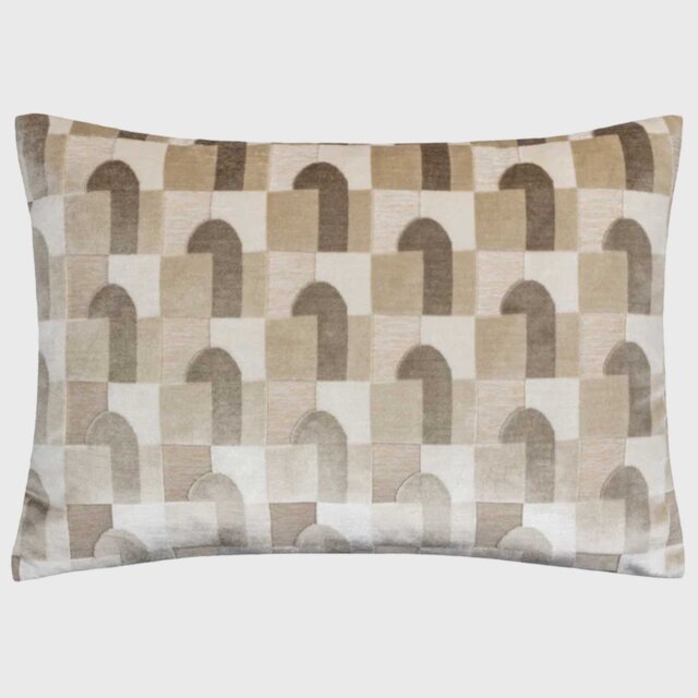 Geometric Velvet Cushion, Square, Neutral Polyester - Barker & Stonehouse