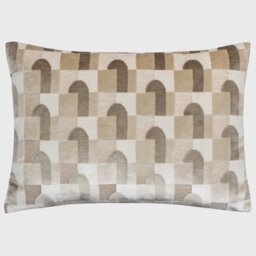 Geometric Velvet Cushion, Square, Neutral Polyester - Barker & Stonehouse