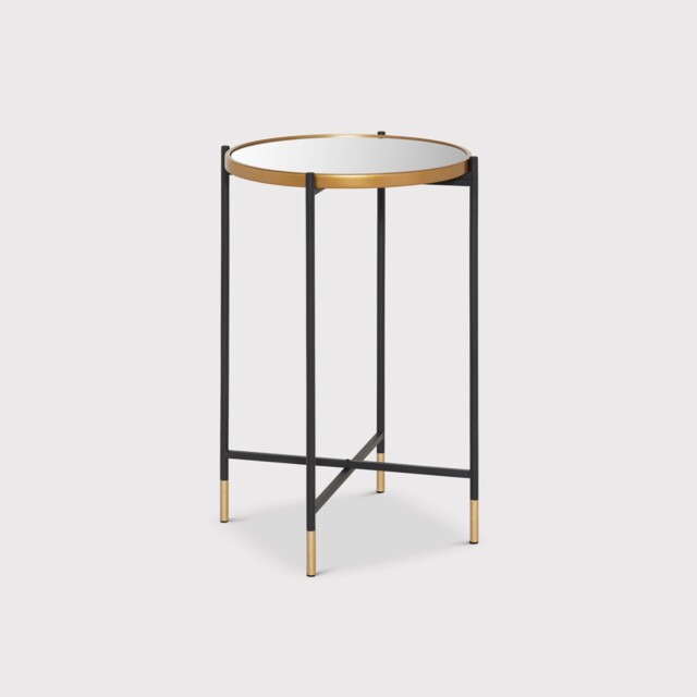 Tall Mirror Top Side Table, Black Metal - Barker & Stonehouse - image 1