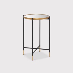 Tall Mirror Top Side Table, Black Metal - Barker & Stonehouse