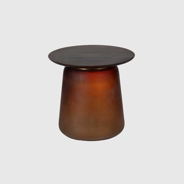 Bardi Coffee Table 45.7x47.7x44.5 cm, Round, Brown Glass - Barker & Stonehouse