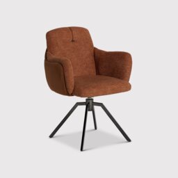 Boden Swivel Dining Chair With Arms, Orange Fabric - Barker & Stonehouse - thumbnail 2