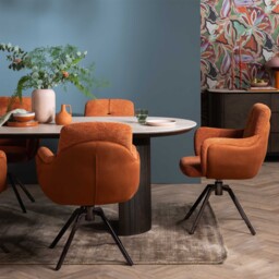 Boden Swivel Dining Chair With Arms, Orange Fabric - Barker & Stonehouse - thumbnail 3