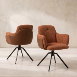 Boden Swivel Dining Chair With Arms, Orange Fabric - Barker & Stonehouse