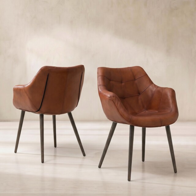 Pure Furniture Birinus Dining Chair, Brown Leather - Barker & Stonehouse - image 1