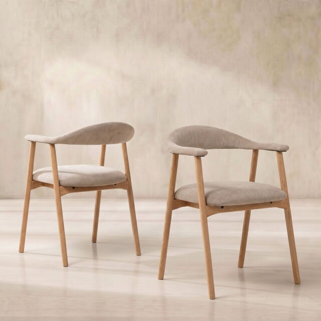 Lerman Dining Chair With Arms With Armrest, Neutral Oak - Barker & Stonehouse - image 1