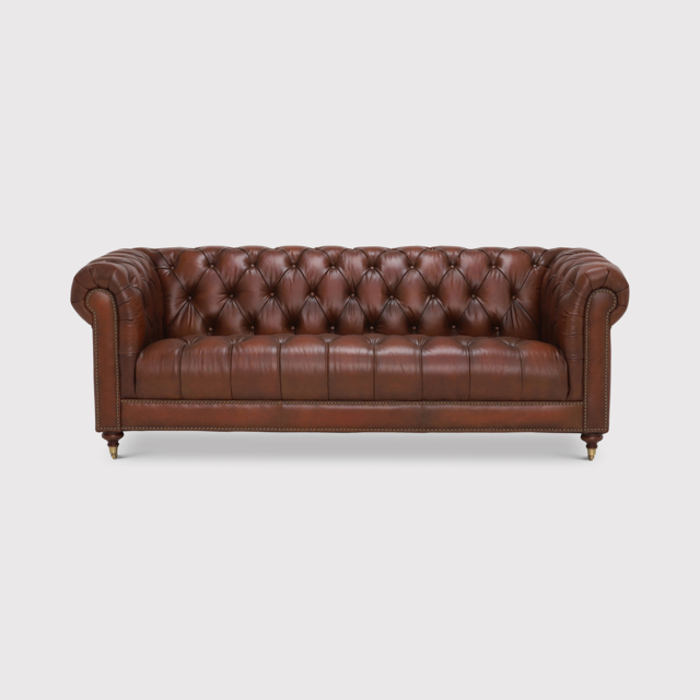 Ullswater 3.5 Seater Leather Chesterfield Sofa, Brown Fabric - Barker & Stonehouse - image 1
