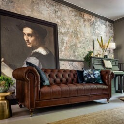 Ullswater 3.5 Seater Leather Chesterfield Sofa, Brown Fabric - Barker & Stonehouse - thumbnail 3