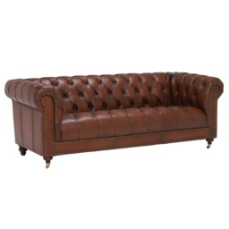 Ullswater 3.5 Seater Leather Chesterfield Sofa, Brown Fabric - Barker & Stonehouse - thumbnail 2