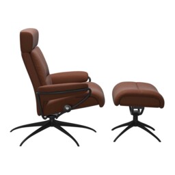 Stressless Tokyo Recliner Chair Adj Headrest & Stool, Brown Leather - Barker & Stonehouse - thumbnail 2
